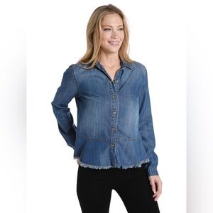 Bella Dahl Fray Ruffle Button Down Shirt